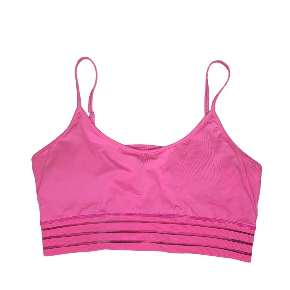 Gymted Sports Bra  pink adjustable strap padded pit to pit 16.5", 13.5" long